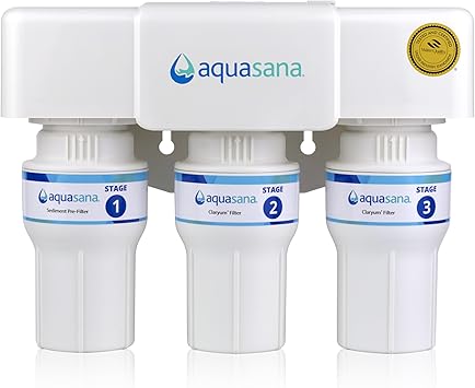 Aquasana Under Sink Water Filter | 3-Stage Claryum Filtration | Reduces up to 99.99% of 78 Contaminants Including PFAS, Lead, Chlorine | Under Counter Drinking Water Filter | AQ-6300-NF
