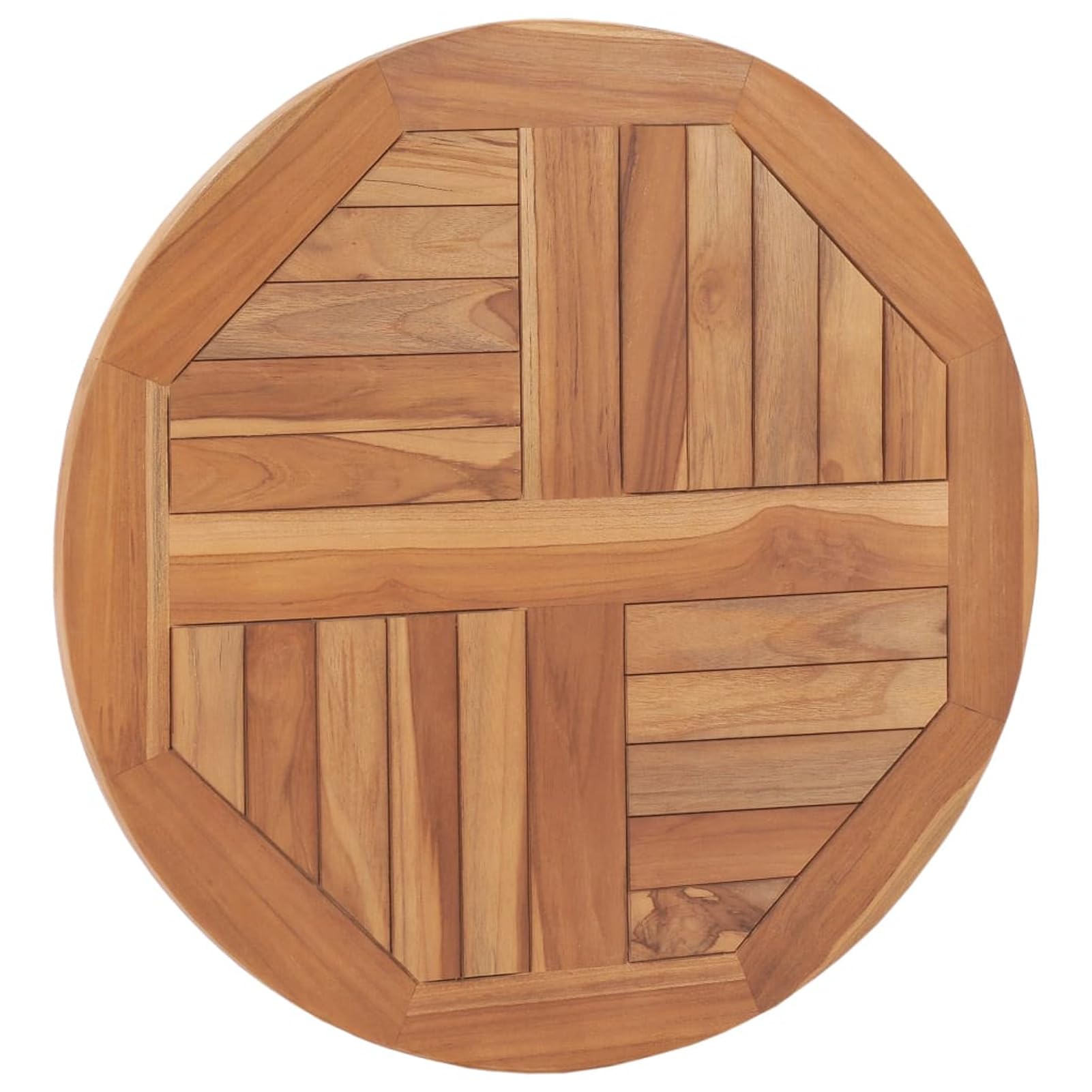 Tidyard Dessus de Table Bois de Teck Solide Rond 2,5 cm 60 cm, Plateau de Table de Remplacement pour Table à Manger, Bureau, Table de Bar, Table Basse, Table de Bistrot