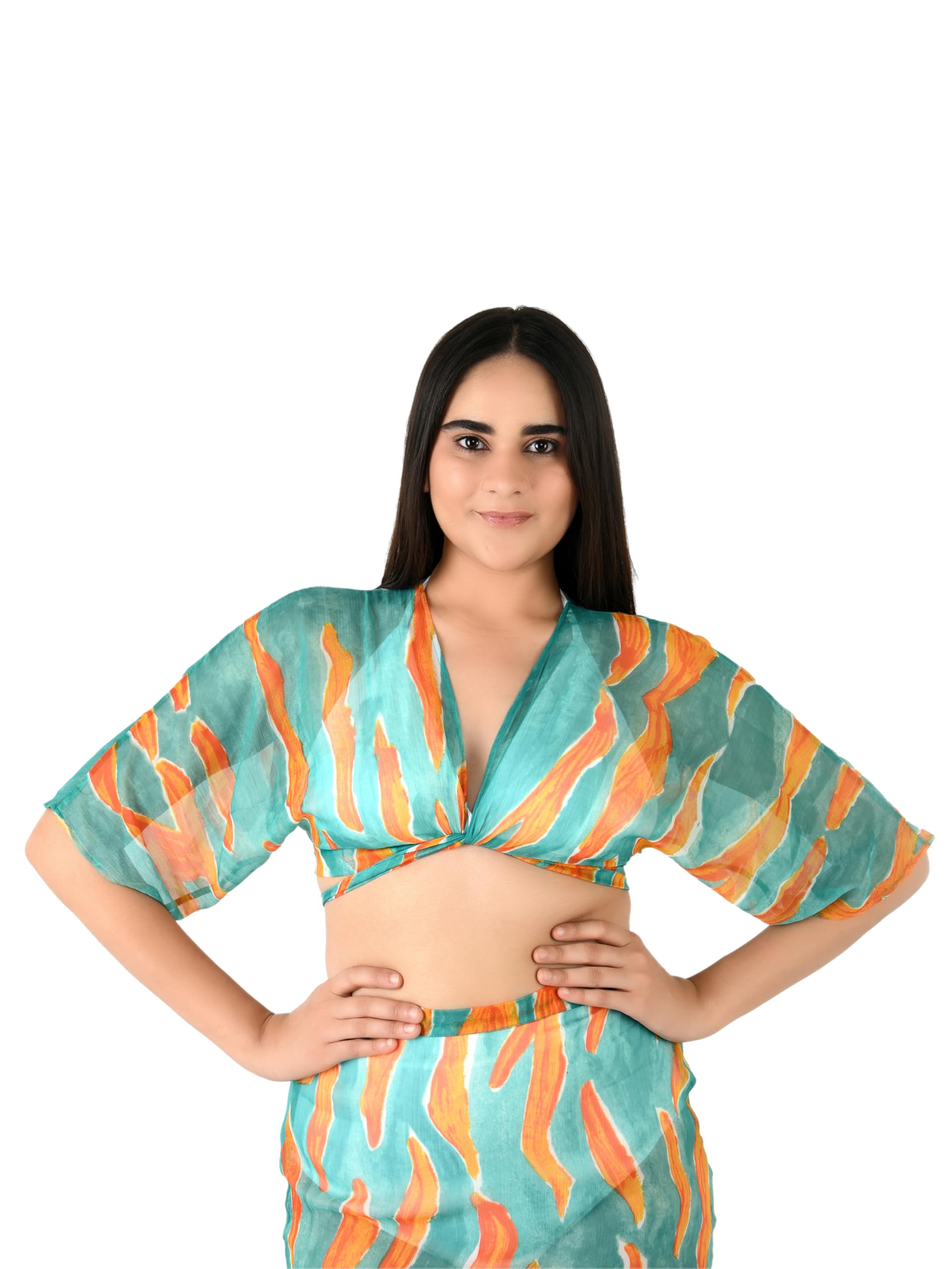 blissence Printed Cover-Up Top for Women Vibrant and Stylish Carrot Print Design, Perfect for Summer Days, Lightweight, Breathable, and Comfortable for Beach, Pool, or Resort Wear-picture-40