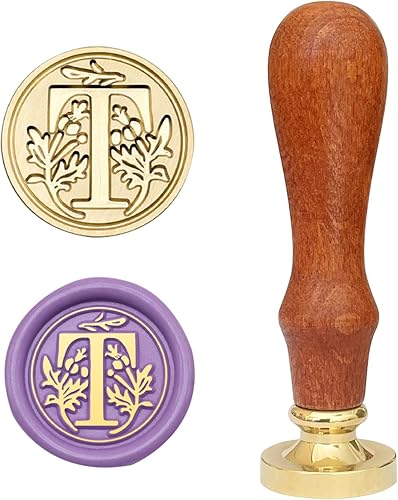 Miniatura 9 de Sello de cera, sello clásico del alfabeto, sello de sellado de cera con cabeza de latón, mango de madera para invitación de fiesta de boda (letra L)