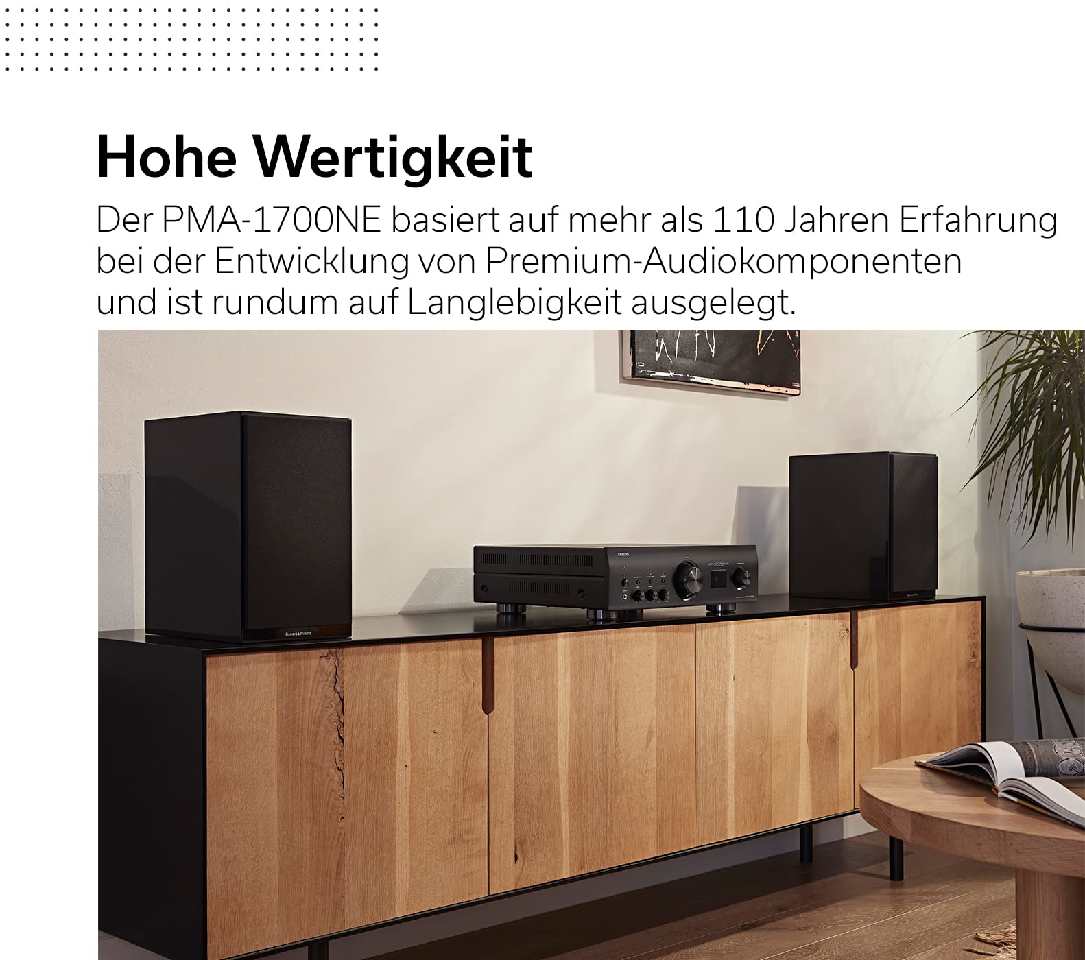 Denon PMA-1700NE HiFi Verstärker, 2x140W, eingebauter Phono-Vorverstärker, Hi-Res Zertifiziert, Advanced Ultra-High Current Single-Push-Pull-Schaltung, Advanced AL32 Processing Plus, Schwarz