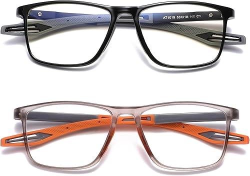 Miniatura 5 de JOON-joon Lentes de lectura para hombre, 2 pares, estilo deportivo, cómodos y flexibles, con bloqueo de luz azul, lectores para hombres