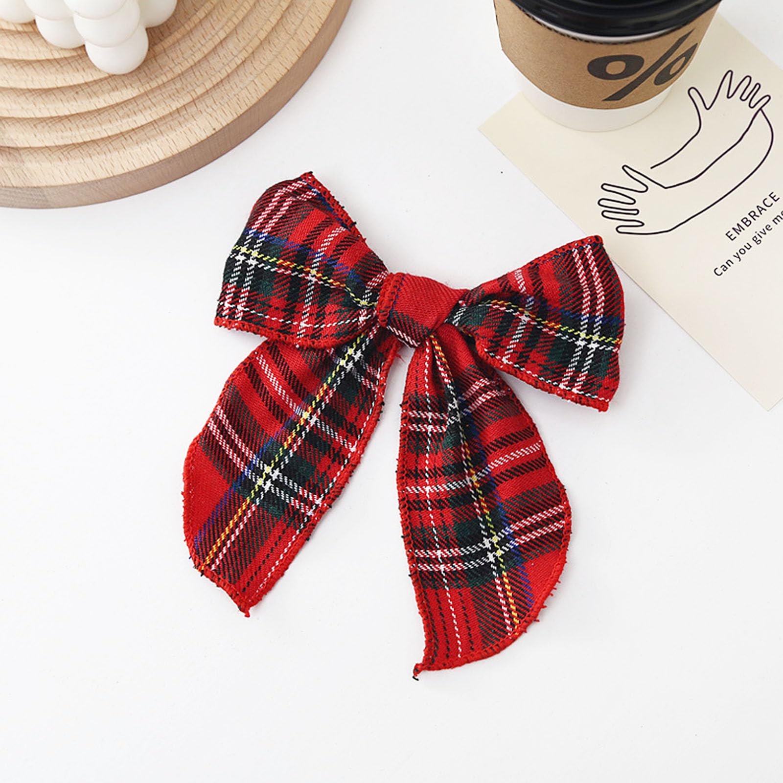 2PCS Tartan Bow Knot Hair Clips, Red Plaid Hair Bow, Scottish Bow Hair Barrettes, Elegant Hairpins, Fashion Festive Hair Accessories - Image 3