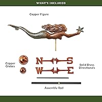 Vista 6 de Sirena con estrella de mar veleta - Pátina multicolor con acabado a mano de cobre puro por Good Directions