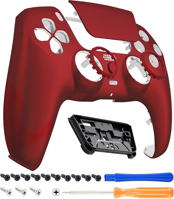 eXtremeRate LUNA Cover Przeprojektowana Obudowa Touchpad Kompatybilny z Kontrolerem ps5 BDM-010/020/030, Wymiana Shell DIY Niestandardowa Osłona Touchpad dla Kontrolerem ps5 - Szkarłatny Czerwony