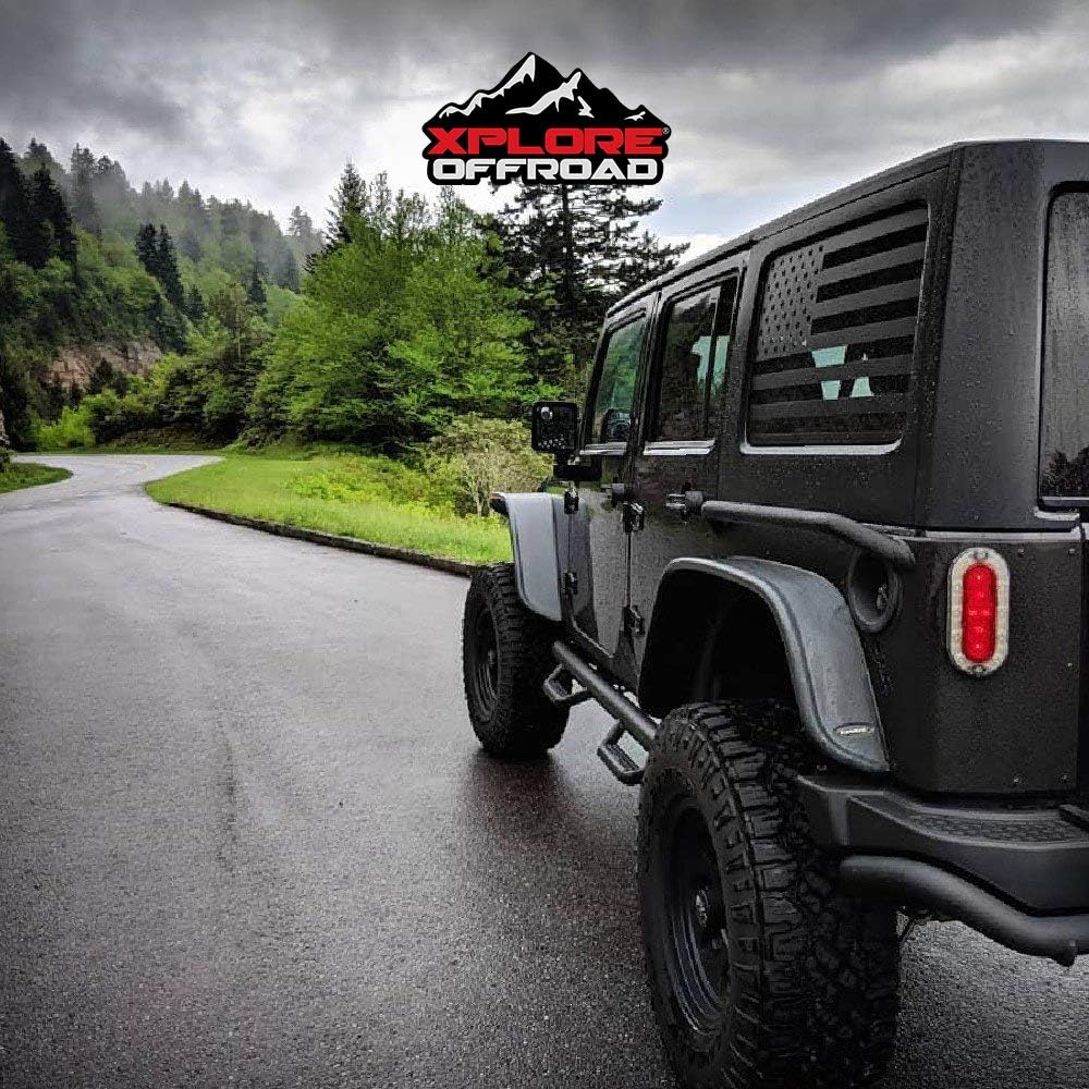 XPLORE OFFROAD- American Flag Window Decals Precut | Fits 2011-2018 Jeep Wrangler JKU (4 Door)