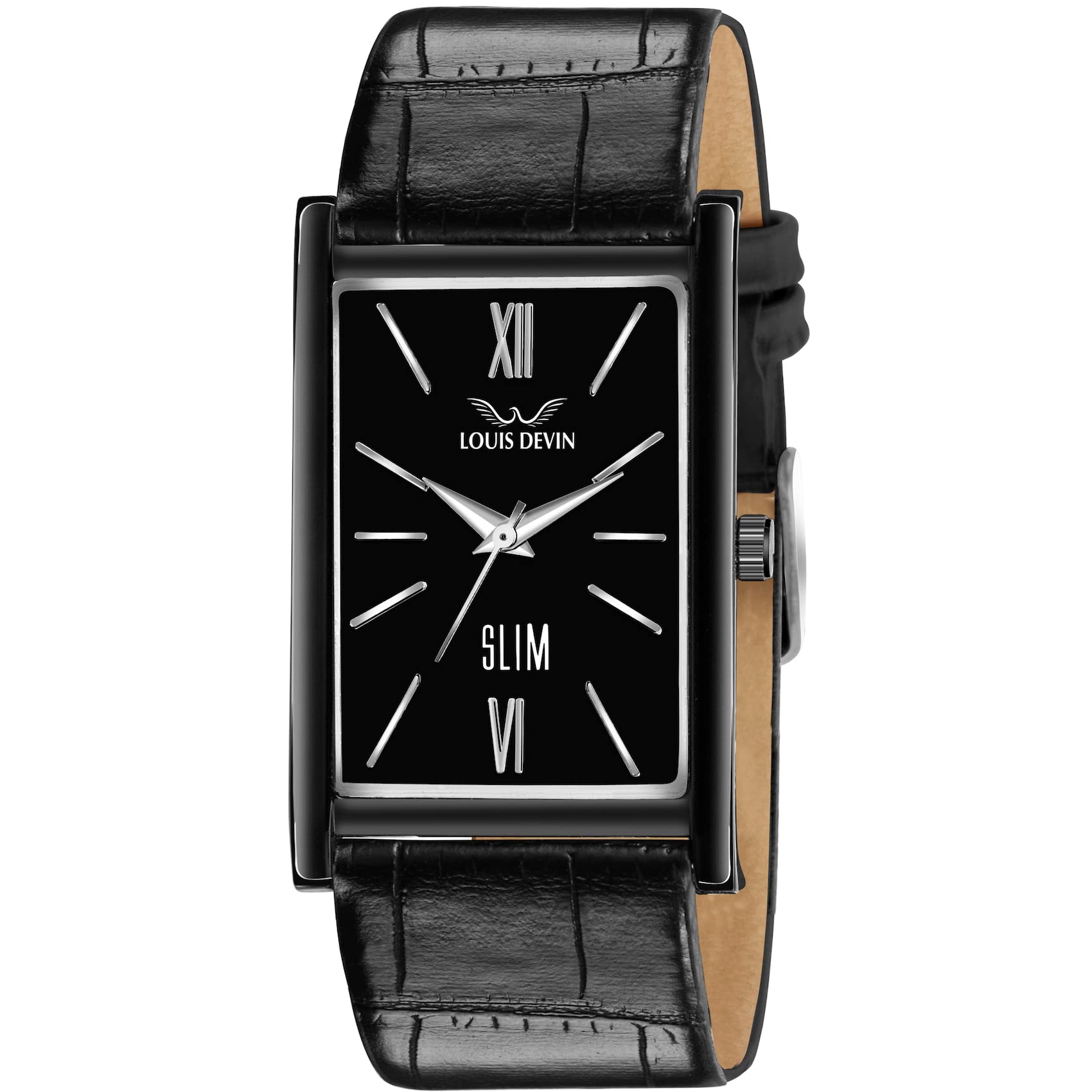LOUIS DEVIN Black Leather Strap Analog Wrist Watch for Men (Black Dial) | LD-BK052-BLACK (B0BCZFZ2CL) Amazon Price History, Amazon Price Tracker