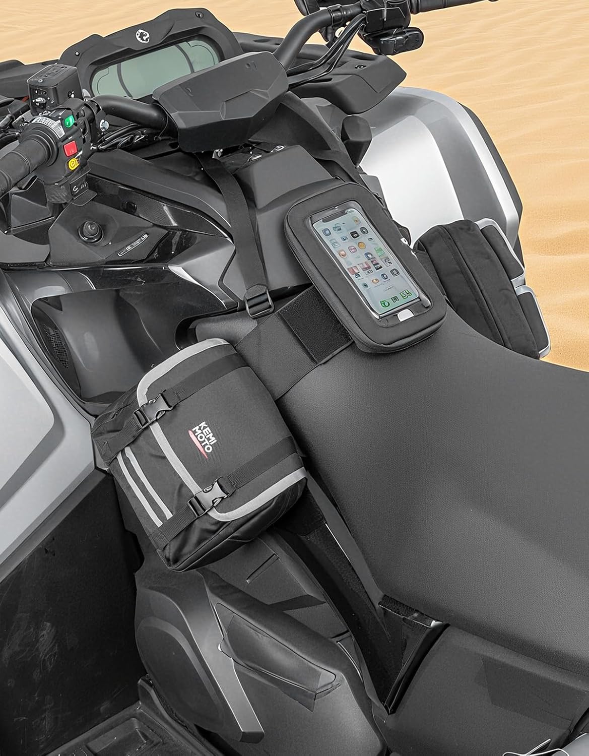 KEMIMOTO ATV Saddle Bag Tank Bag, Water-Resistant Motorcycle Gas Tank Bag for ATV Motorcycle Snowmobile Compatible with Polaris Sportsman Can Am Outlander Cfmoto Cforce FourTrax Grizzly