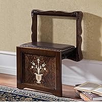 Solid Wood Wall-Mounted Folding Shoe Bench Stool - Space-Saving Entryway Seat with Cushion & Support Legs, 220lb Capacity (Brown)