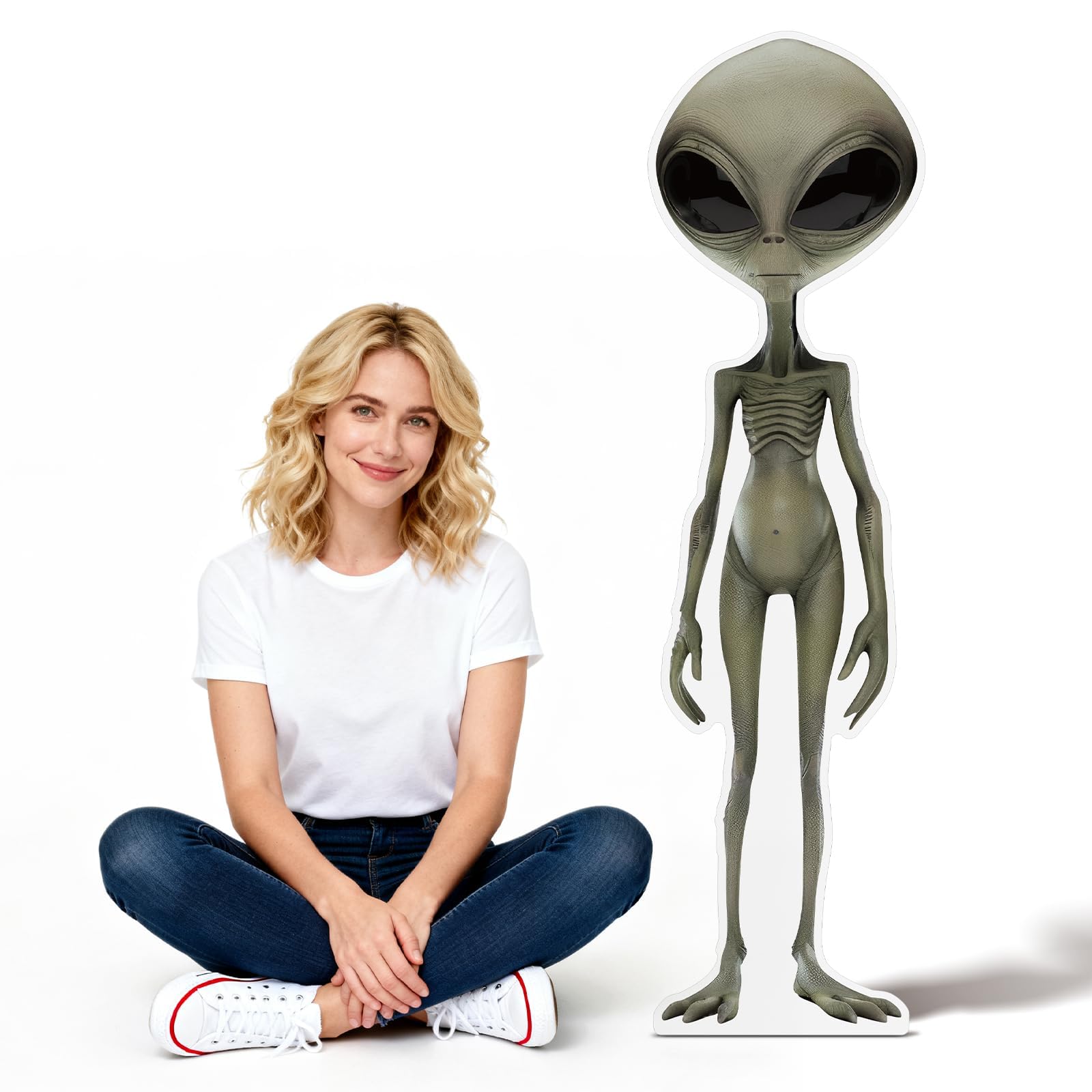 Kartonowe wycięcie obcego kosmity w naturalnej wielkości stand-up, duży karton kosmity do strasznej dekoracji UFO, statek kosmiczny, rekwizyty fotograficzne, tło do science fiction, dekoracja