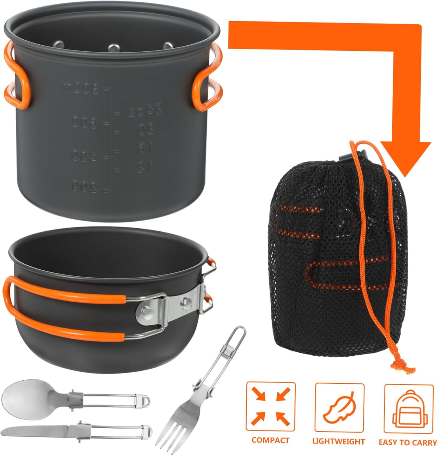 Portable Camping Cookware Set Alloy Outdoor Cooking Pots Pans with Stew Pot and Plates for People Hiking Backpacking Picnic