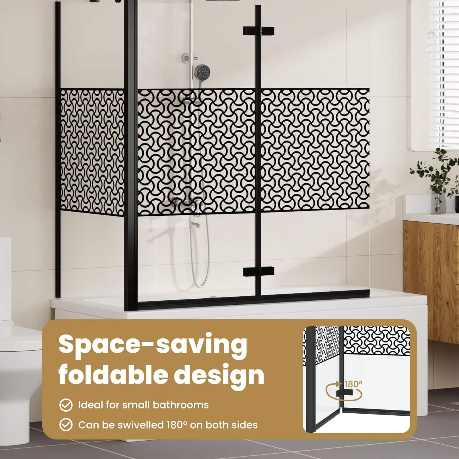vidaXL Enclosure para baño Geométrico Manual Negro 120 x 67 x 129 cm