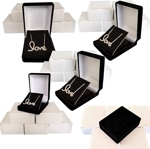5 negro elegante flocado collar de terciopelo colgante cajas de regalo exhibiciones y cajas de joyería
