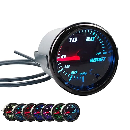 Miniatura 8 de 2" 2.047 in 7 ajuste de color Turbo Boost Gauge con manual universal 0-30PSI en kit de controlador de refuerzo de cabina