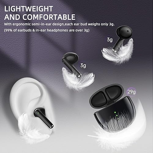 Miniatura 2 de Auriculares inalámbricos Bluetooth 5.3 con graves profundos, estéreo de alta fidelidad, con 4 micrófonos, cancelación de ruido, IPX5, impermeables,
