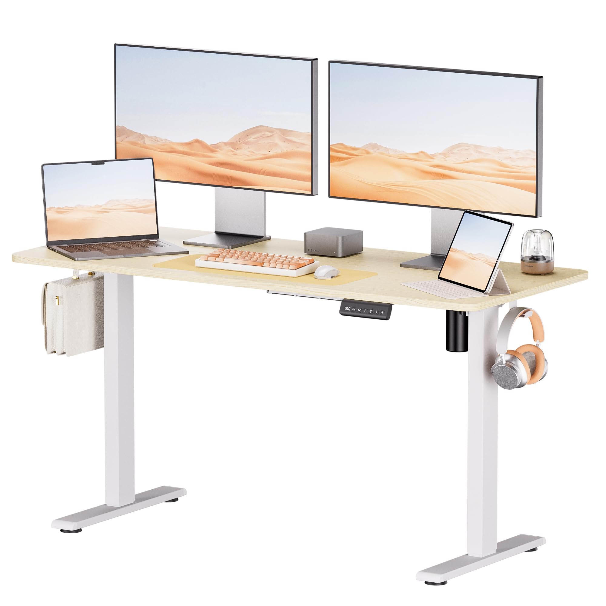 Electric Standing Desk - Adjustable Height with Memory Preset, 55 x 24 Inches Ergonomic Design Stand Up Home Office Standing Desk