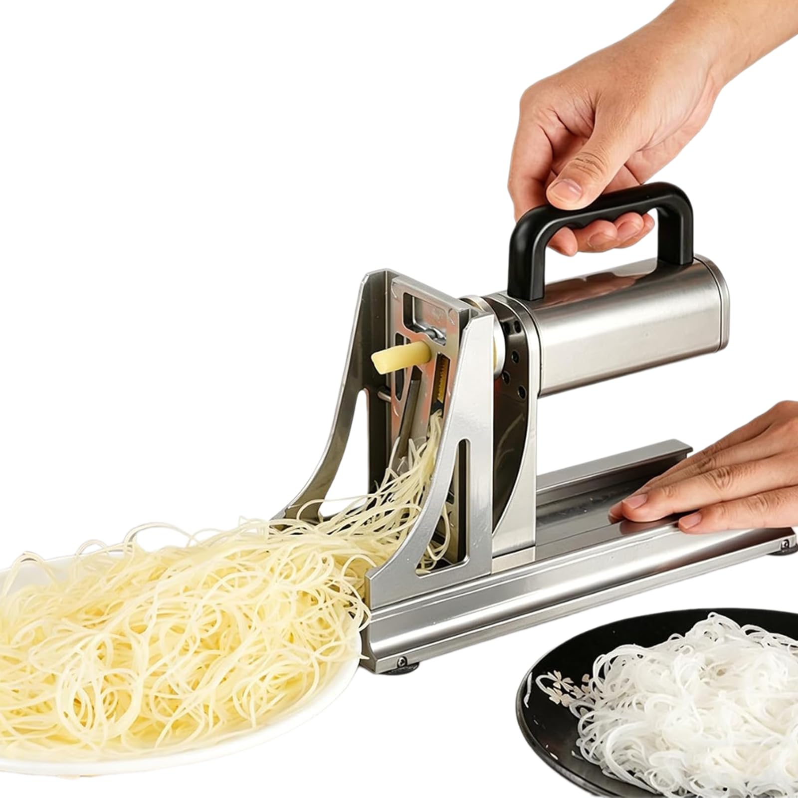 Kommerzieller elektrischer Gemüse-Spiralschneider, robuster Julienne-Zerkleinerer mit 3 Edelstahl-Klingen (2/3/4 mm), professioneller automatischer Hersteller für Kartoffeln, Karotten und Zucchini