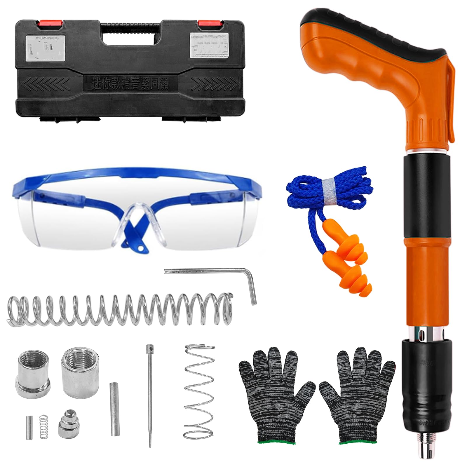 Aolawco Concrete Nail Gun Kit, 5 Speed Removable Manual Steel Nail Gun for Ceiling/Fixture Install/Wire Hider, Removable and Cleanable Nail Gu n Cordless(Orange, No Nails)
