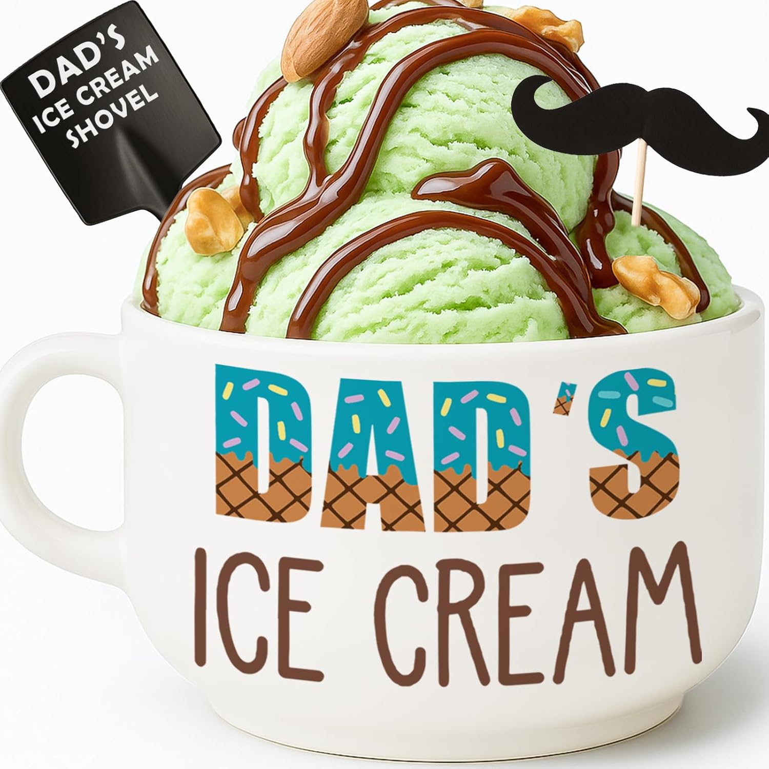 Funny Fathers Day Dad Gifts from Daughter Son, Novelty Birthday Dads Gift for Daddy Dada Father StepDads, Cool First Time New Dad gifts from Wife, Dad's Ice Cream Bowl Presents Set