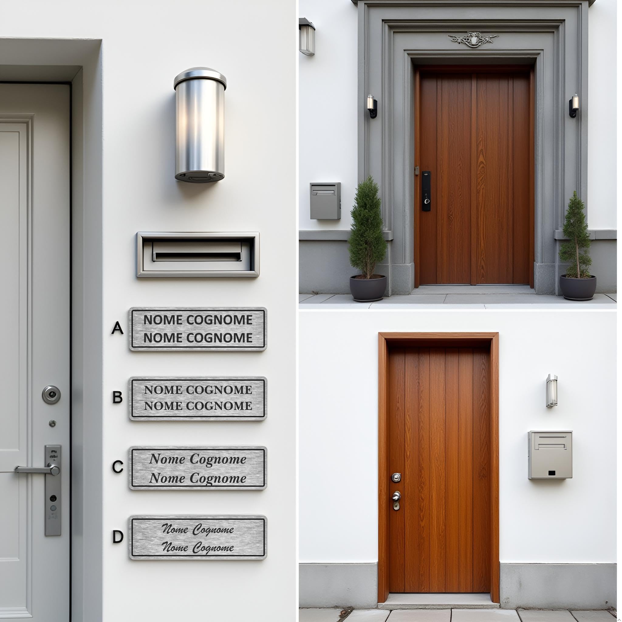 Targa Posta Alluminio con Biadesivo | Personalizzabile 1‑4 Righe | Resistente Esterno & Interno | Targa Cassetta Postale (Alluminio Colore Argento, Misura 70x20mm)