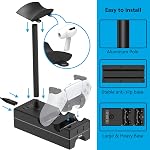 PS5 Chargeur de contrôleur avec USB Port de recharge et AC Déplacement, RGB DualSense Station de recharge dock pour PS5 Contrôleurs avec support d'écouteur, PS5 Accessoires - GameCube