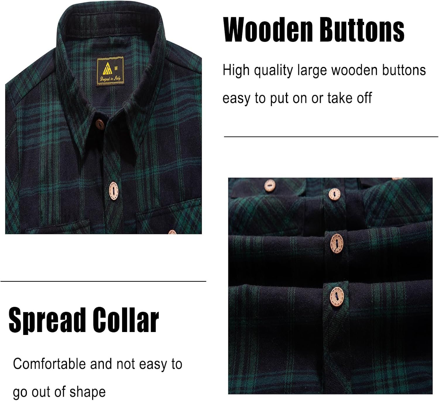 Boys Plaid Flannel Shirts Long Sleeve Casual Button Down Shirts Collared Fall Clothes Navy Green 10-11 Years - Image 4
