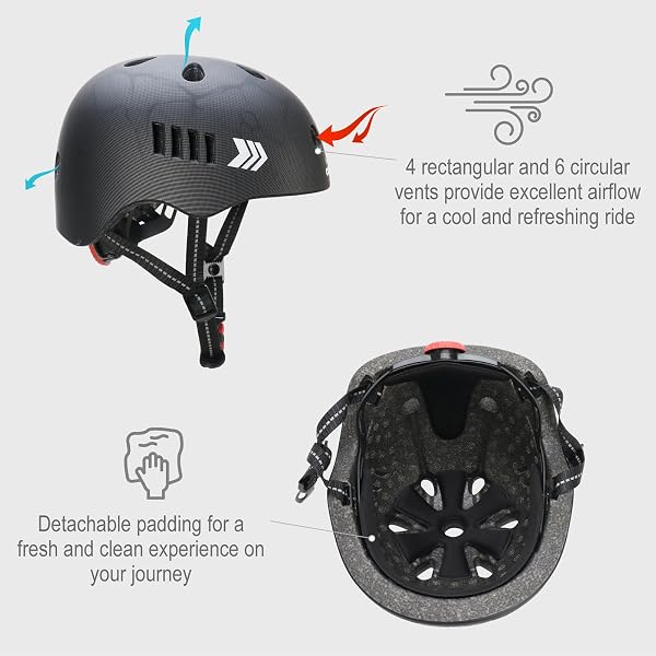 Kamugo Equipo de Protección Ajustable para Niños - Casco, Rodilleras, Coderas, Guantes, Compatible con Bicicleta, Skateboard, monopatín y Otros Deportes Extremos - 4