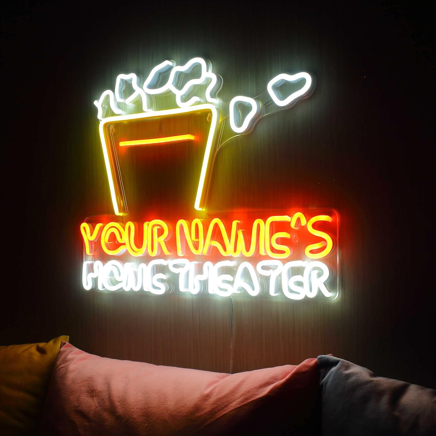 ADVPRO Home Theater Pop Corn Personalized Ultra-Bright LED Neon Sign - White & Yellow - st16s54-fn-p0020-tm-wy