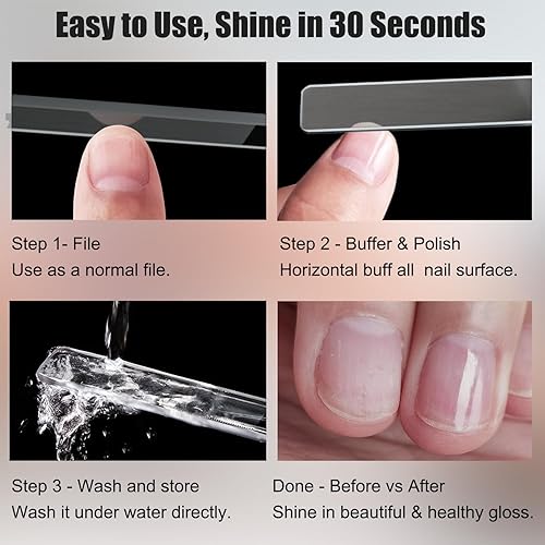 Miniatura 4 de Kit de brillo de uñas de nano vidrio, pulidor de uñas multiusos para dar forma y pulir uñas naturales, juego de limas de uñas de cristal fino,