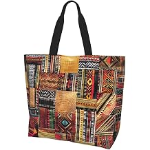 African Textile Patchwork Printed Large Tote Bag for Women Reusable Shopping Cloth Bags Lightweight Shoulder Bags