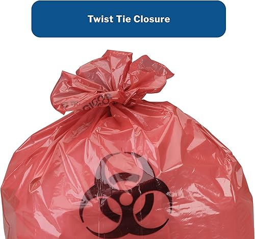 Miniatura 5 de McKesson Bolsa de basura infecciosa, riesgo biológico, fondo sellado con estrellas, rojo, 1.5 mil, 1 a 3 galones, 11 x 14 pulgadas, 50 unidades