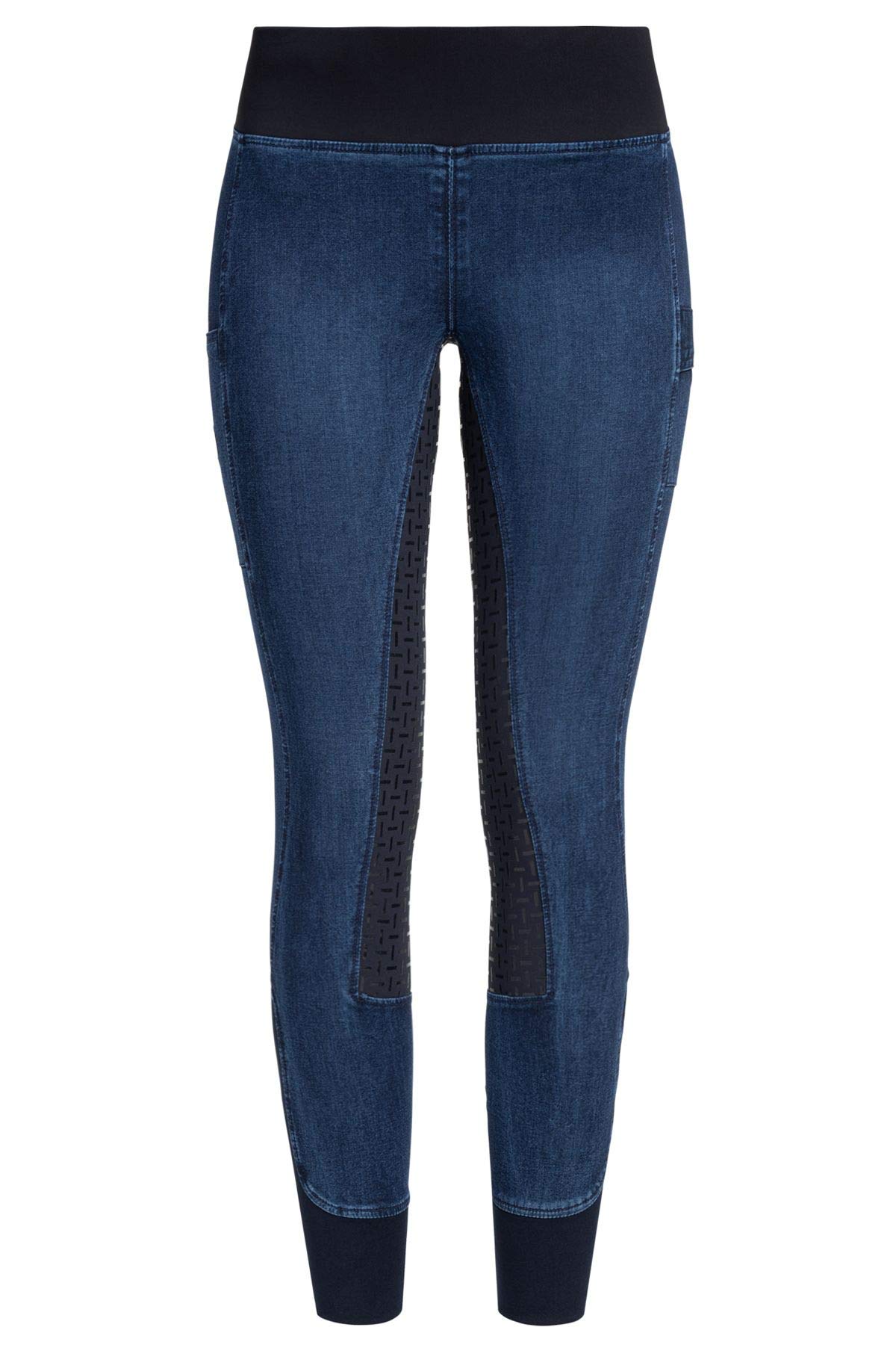 RIDERS CHOICE - Leggings de equitación de Mezclilla para Mujer con Relleno de Silicona y Bolsillo para teléfono móvil - Colección RidersDeal para Jinetes