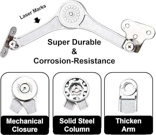 Miniatura 8 de Bisagra de soporte de tapa, bisagras de tapa de alta resistencia, bisagra de soporte de tapa plegable para gabinete, armario, armario o caja de