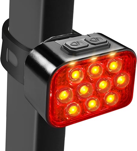 Vista 9 de BUCKLOS Luces de Bicicleta Delanteras y Traseras para Ciclismo Nocturno, 10 LED Ultra Brillantes 8+9 Modos USB Recargable Faro y Luz Trasera de Solo