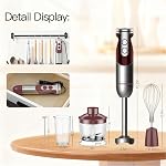 MEGAWISE 5-in-1 Immersion Blender, Hand Blender and Immersion Mixer, 12-Speed Handheld Corded Stick Mixer for Kitchen, Stainless Steel Blades, 500ml Chopper, 600ml Beaker, Whisk and Milk Frother