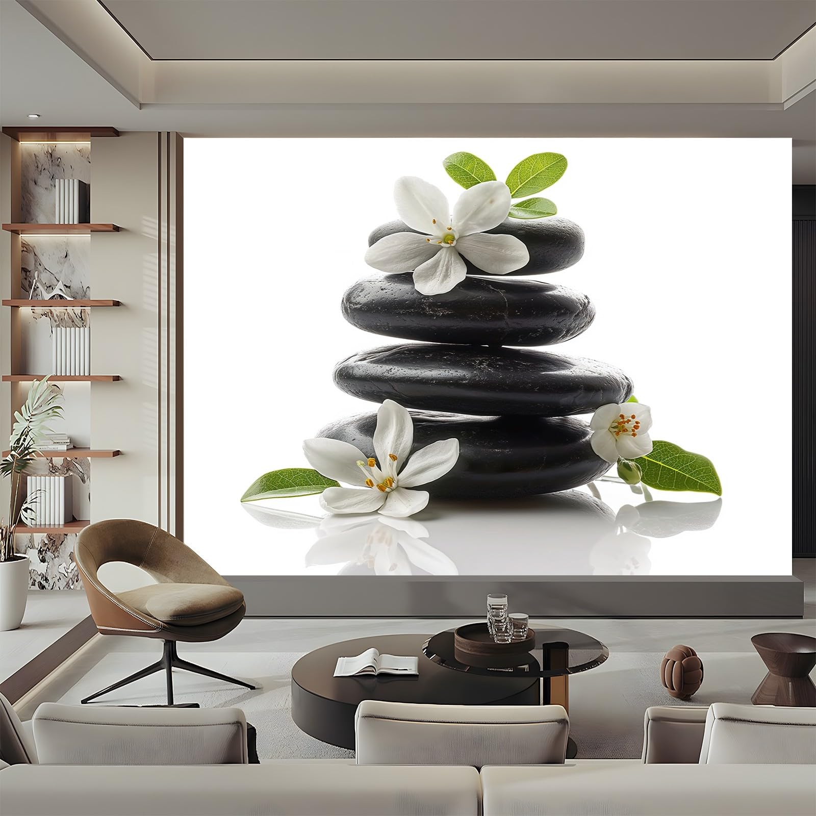 Tapeta z flizeliny, 350 x 256 cm, dekoracja ścienna z nadrukiem kamienia naturalnego fototapeta do salonu biała czarna tapeta nowoczesny design