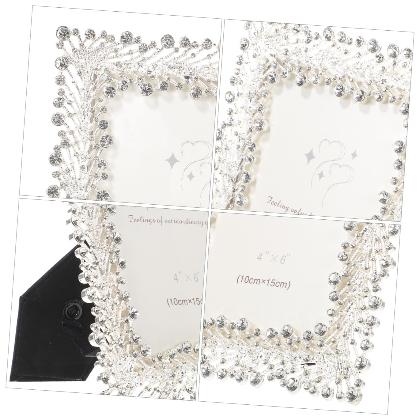 Strass Fotorahmen aus Zinklegierung und Glas für Hochzeitsfotos | Tischdeko für Shop und Wohnzimmer, Dekorativ, Schützt Aufnahmen, Einzigartiges Design in Schicker Eleganz