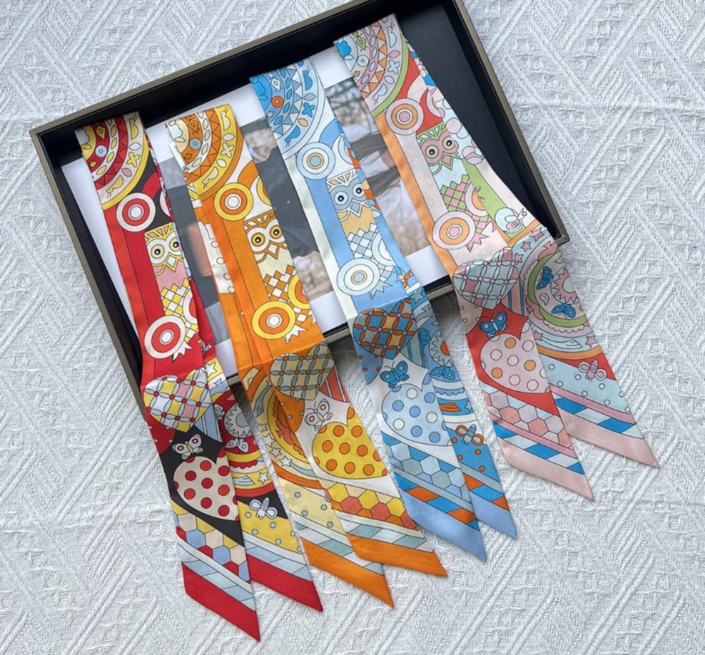 JERLA 100% Mulberry silk Scarf Head Hair Ribbon Handbag Handle wrap Tie Bundle Neckerchief Scarf for women men - Image 3