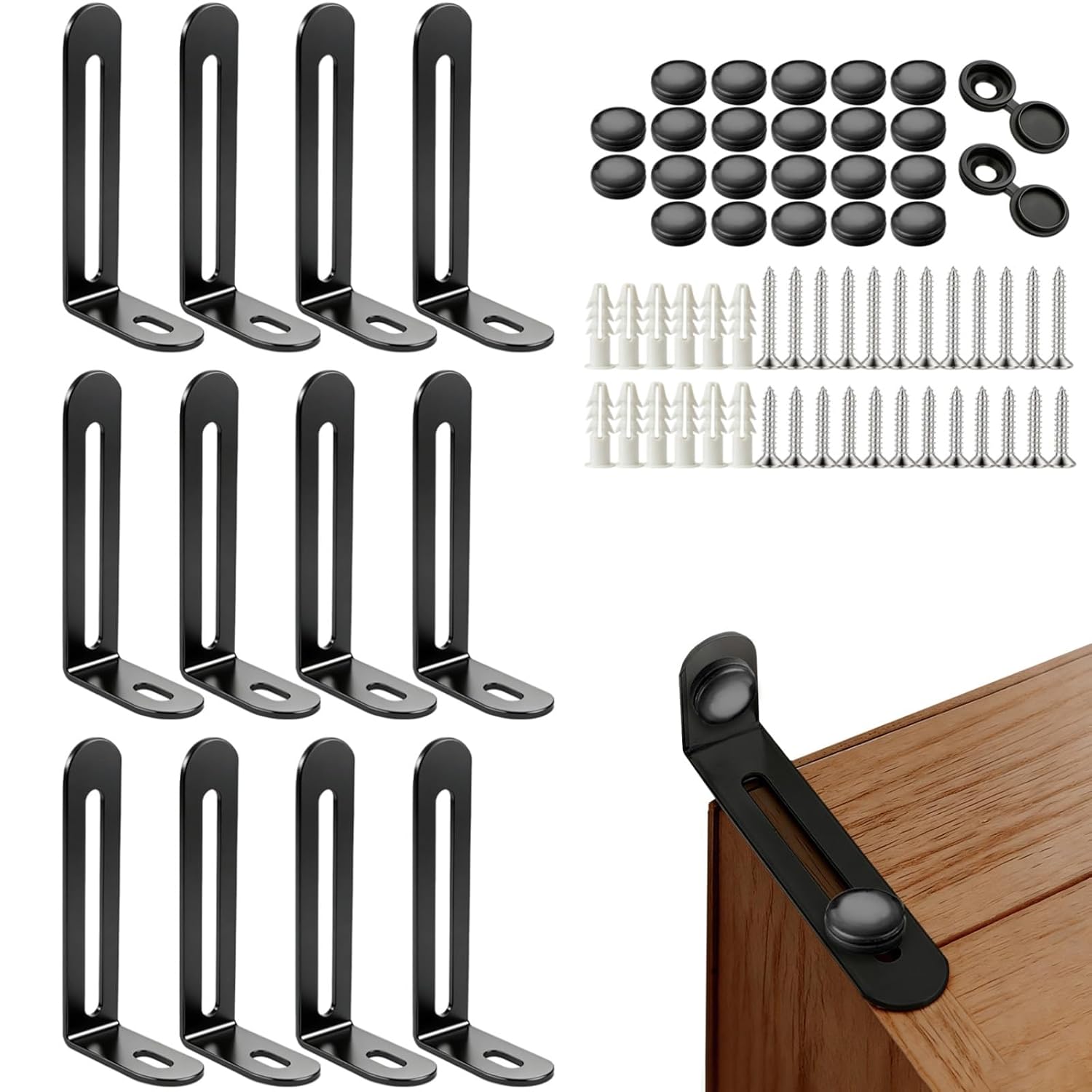 12 Pack Furniture Anchors for Baby Proofing, Anti Tip Furniture Anchors Kit(450lb), Furniture Wall Anchor for Dresser, Cabinet & Bookcase, Earthquake, Baby & Pet Safety in Nursery, Living Room (White)