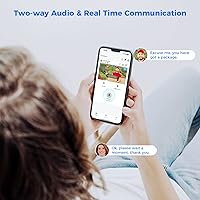 Vista 2 de Hiseeu Timbre inalámbrico con timbre, cambiador de voz, video de 2 MP, detección PIR, batería 100% sin cables, alarma antirrobo