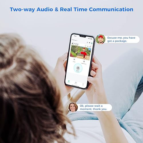 Miniatura 2 de Hiseeu Timbre inalámbrico con timbre, cambiador de voz, video de 2 MP, detección PIR, batería 100% sin cables, alarma antirrobo