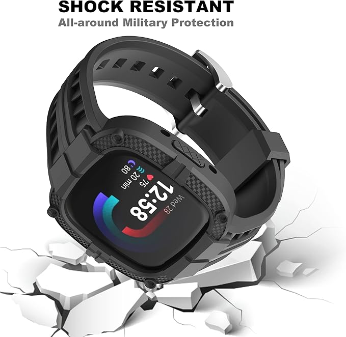 Correa con Caja para Fitbit Versa 4 Sense 2 Protector Deportiva TPU Negra miniatura 2