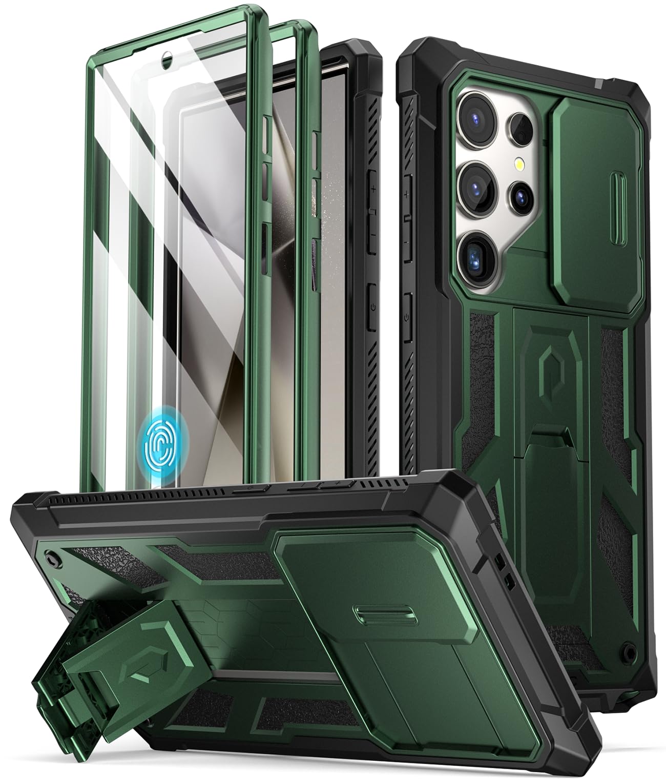 Poetic Spartan Case for Galaxy S24 Ultra 6.8", [Slide Camera Cover] [Screen Protector Works with Fingerprint ID] Military Grade Rugged Shockproof S24