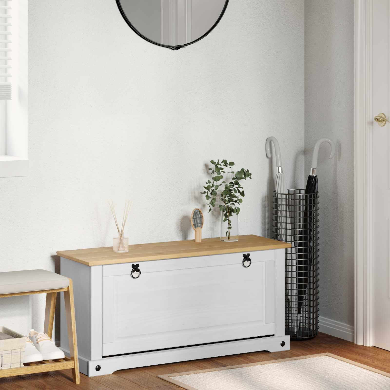 Meuble à chaussures pour couloir et entrée armoire Corona blanche en bois gain de place efficace