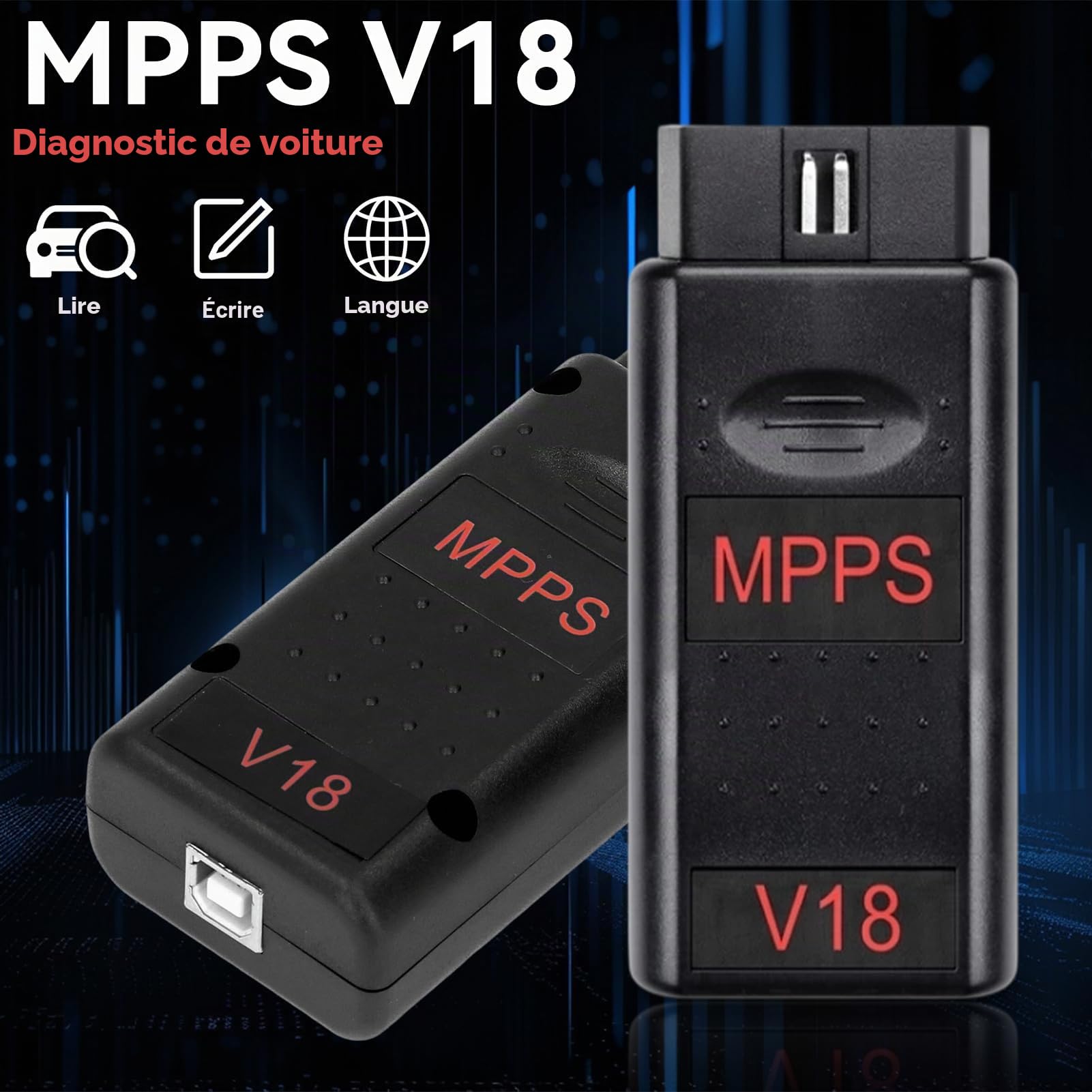 MPPS V18 Outil De Réglage De Puce ECU Câble Diagnostic Automobile