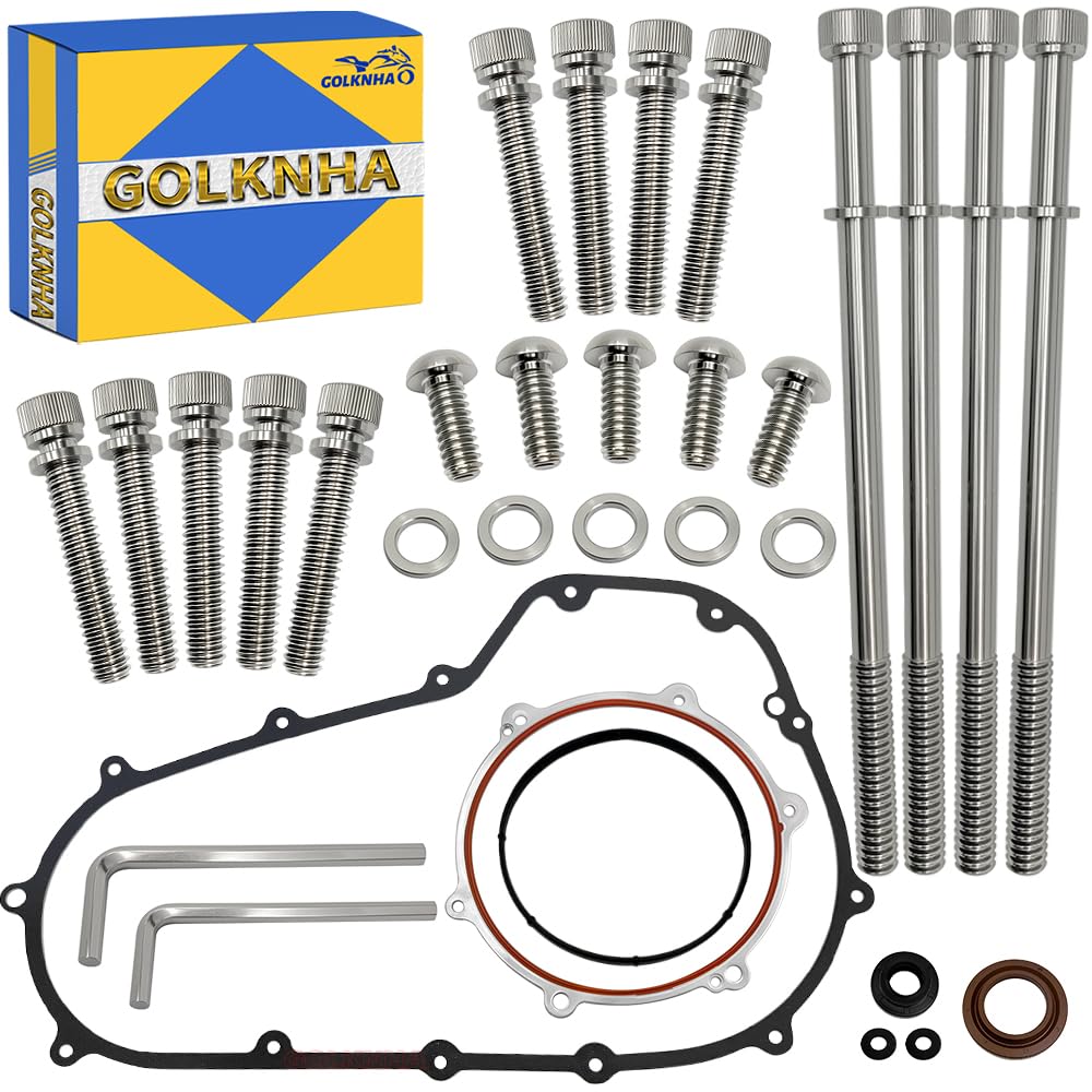 GOLKNHA Primary Gasket & Clutch Primary Cover Titanium Alloy Bolt Kit for Touring Models, Electra Glide Road Glide Street Glide Ultra Limited CVO 2007