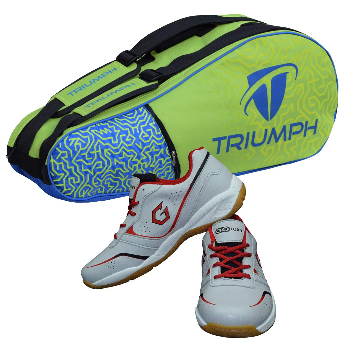 Gowin Badminton Shoe Smash Grey Size-11 Kids with Triumph Badminton Bag 303 Lime/Royal-picture-17
