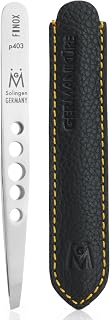 GERMANIKURE 4403 Professional Slanted Tweezers - FINOX Stainless Steel, Perforated Wide Grip, Handcrafted in Solingen Germany
