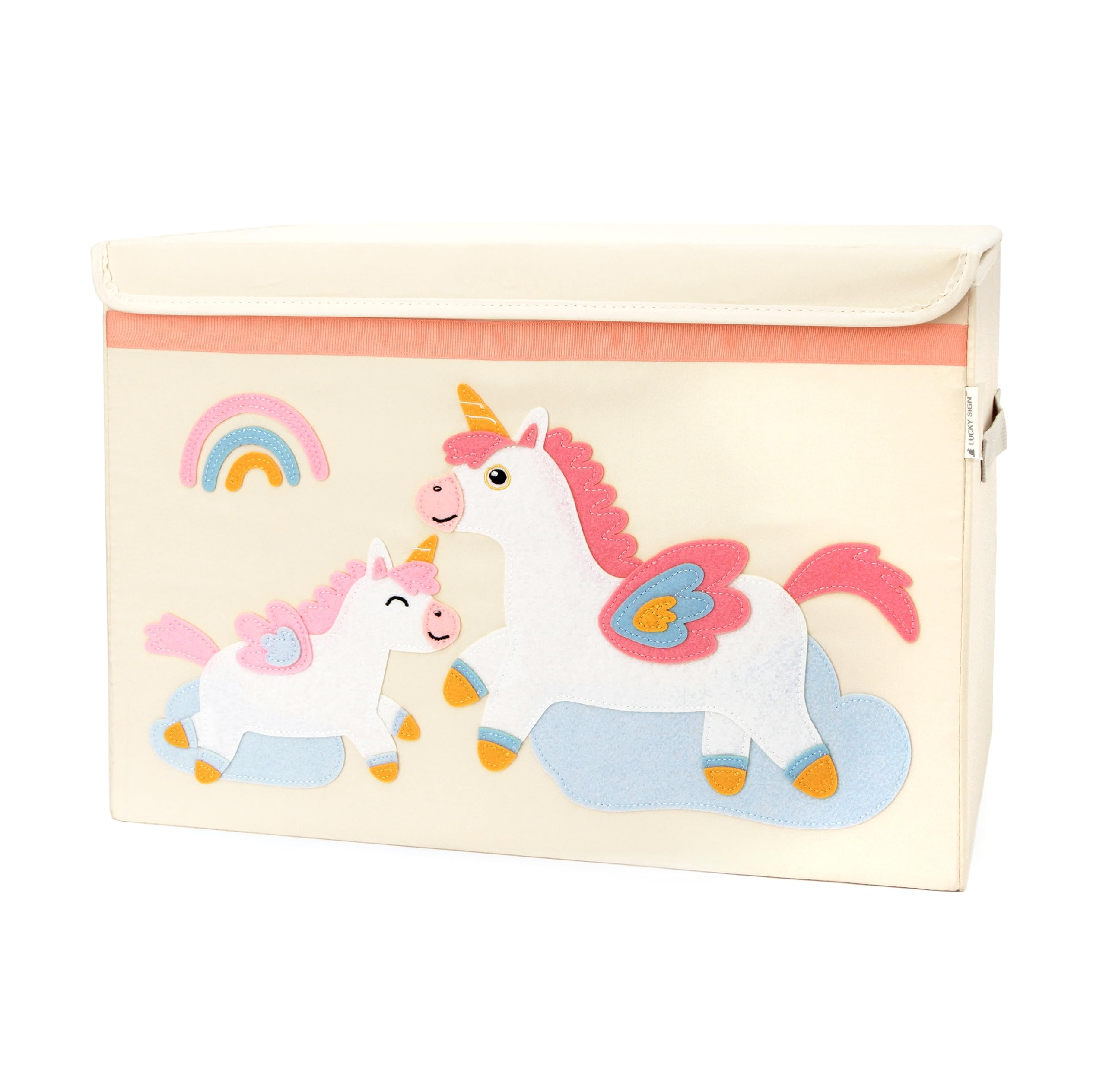 Baule Portagiochi Bambini con Coperchio Ceste Portagiochi Bambini Lavabile Scatola di Giocattoli per Bambini Pieghevole Contenitore Portaoggetti per Cameretta Bimbi, 51x36x36cm - Unicorno