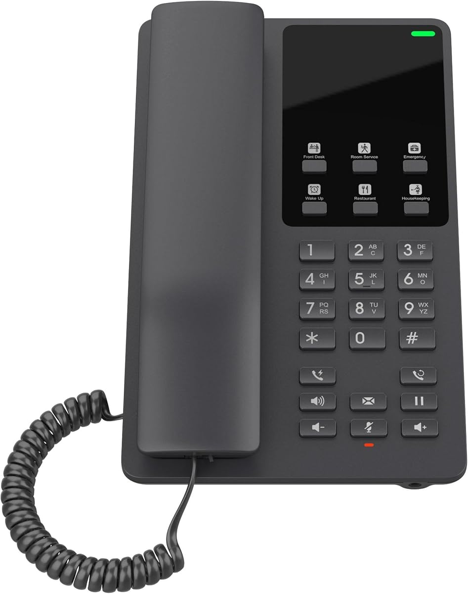 GHP621W Hotel IP Phone | 2 Lines, 2 SIP Accounts | Wi-Fi 6 | Black